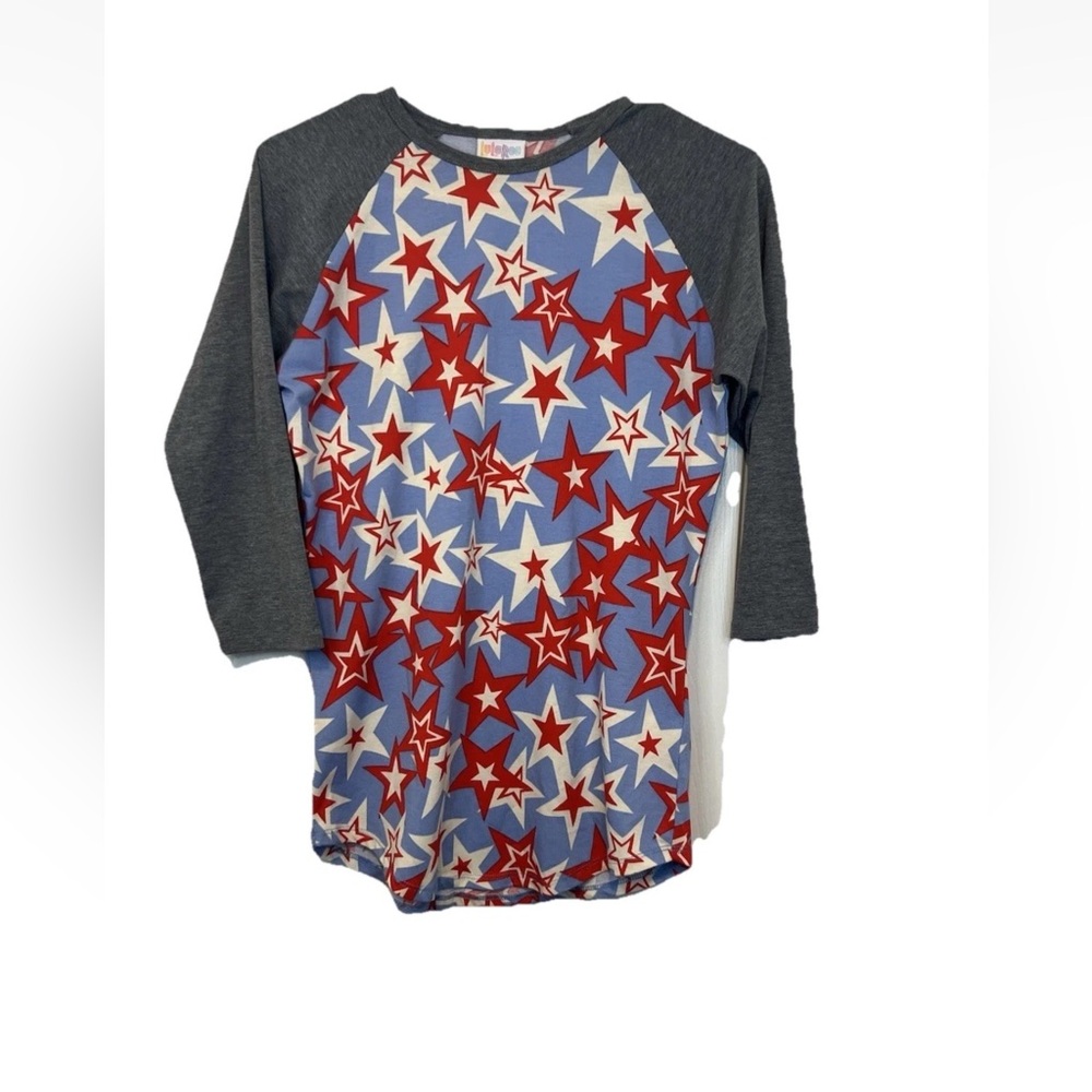 LuLaRoe Randy Women's 3/4 Sleeve Top T-Shirt Red White‎ & Blue Stars Size XS